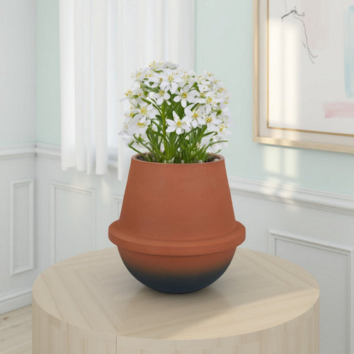 Decorative Flower Vase, Terracotta Inspired Orange Ceramic 10 Inch