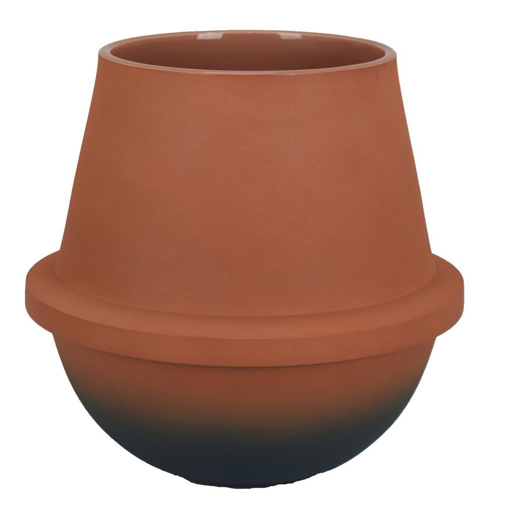 Decorative Flower Vase, Terracotta Inspired Orange Ceramic 10 Inch