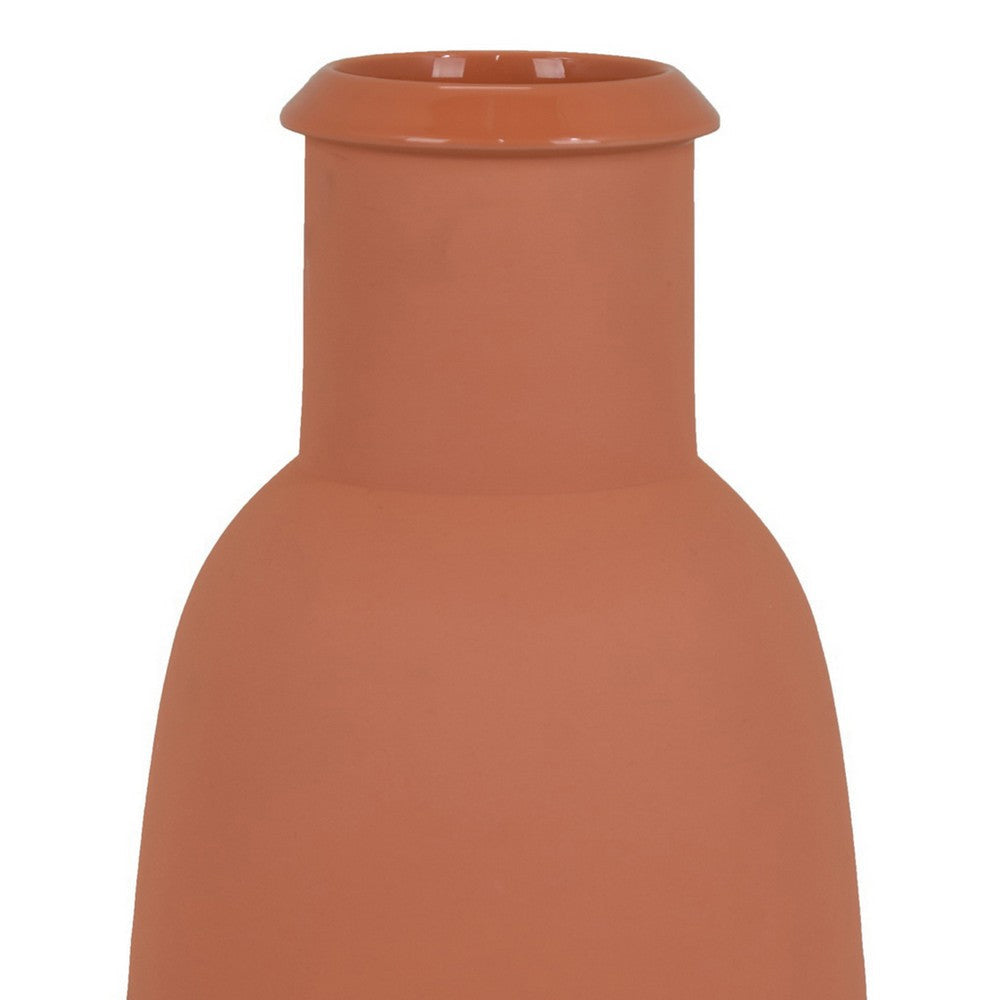 Decorative Flower Vase Terracotta Inspired Orange Ceramic 15 Inch BM330972