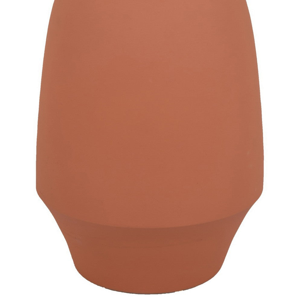 Decorative Flower Vase Terracotta Inspired Orange Ceramic 15 Inch BM330972
