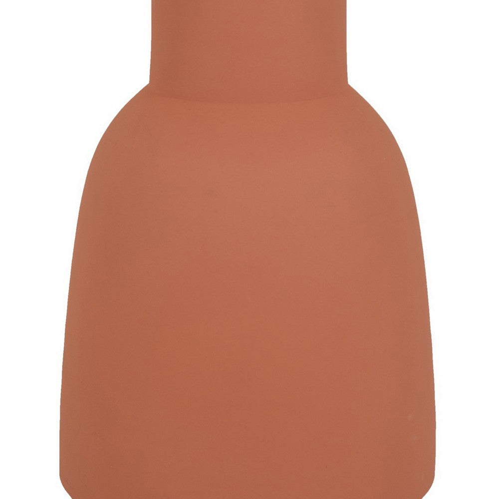 Decorative Flower Vase Terracotta Inspired Orange Ceramic 15 Inch BM330972