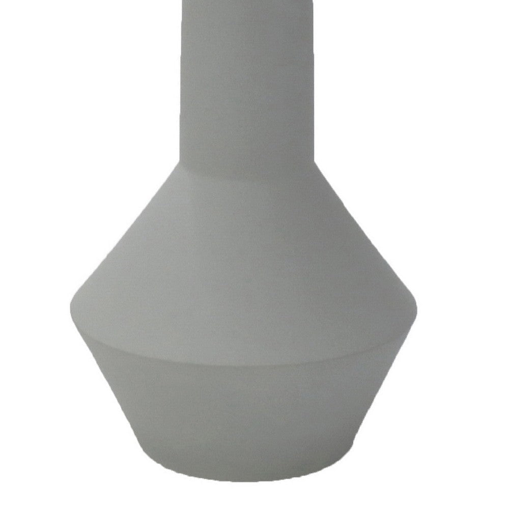 Accent Flower Vase Narrow Neck Geometric Shape White Ceramic 14 Inch BM330973