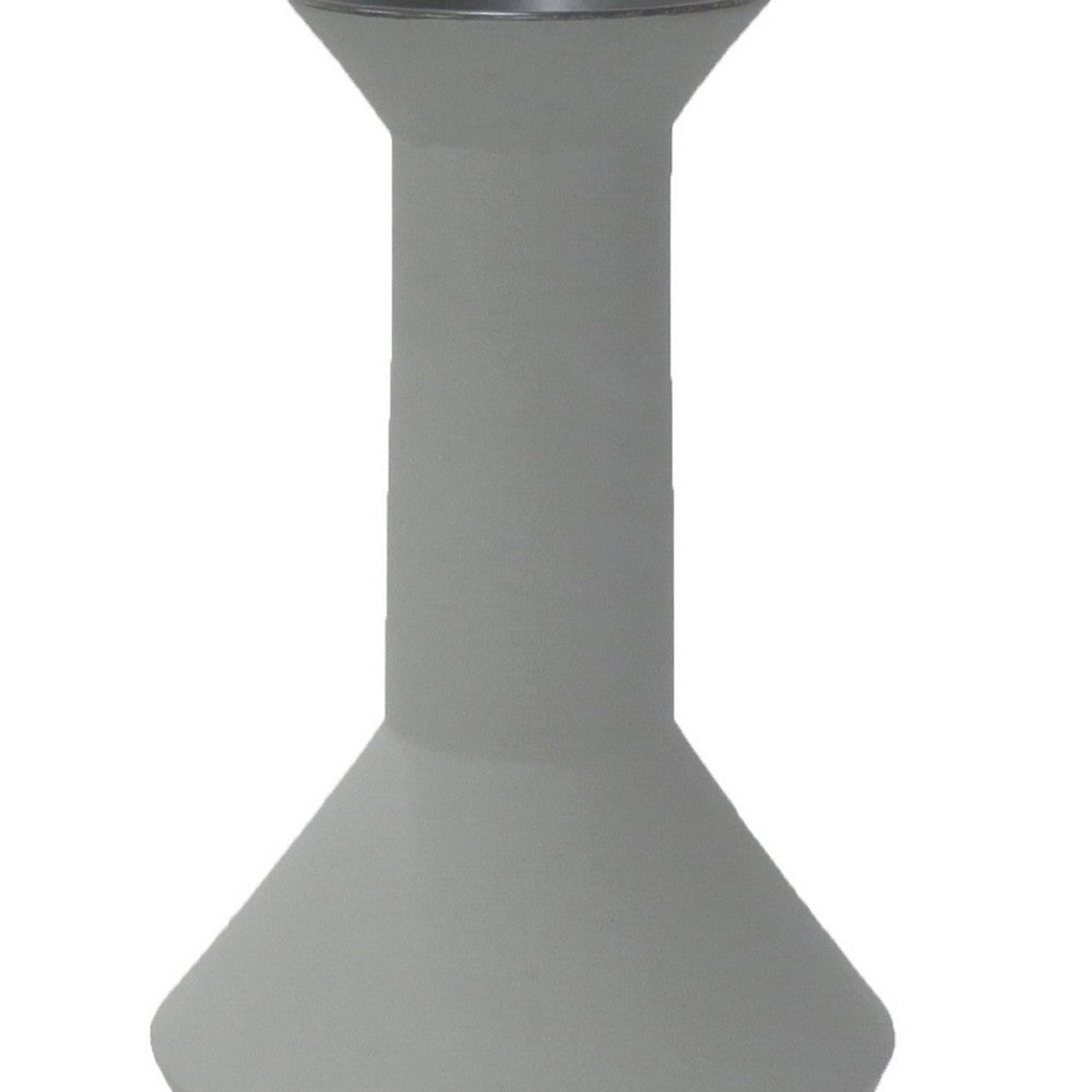 Accent Flower Vase Narrow Neck Geometric Shape White Ceramic 14 Inch BM330973