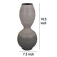 Modern Flower Vase Double Bulb Ombre Textured Gray Ceramic 17 Inch BM330975