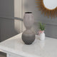 Modern Flower Vase, Double Bulb Ombre Textured Gray Ceramic, 17 Inch