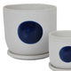 Meon 3pc Garden Planter Set Textured White and Blue Ceramic Design BM330977