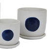 Meon 3pc Garden Planter Set Textured White and Blue Ceramic Design BM330977