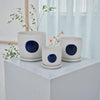 Meon 3pc Garden Planter Set Textured White and Blue Ceramic Design BM330977