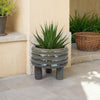 Garden Planter Decorative Turned Style Glossy Gray Ceramic 10 Inch BM330978