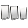 3pc Decorative Wall Mirror with Shelf Set, Black Metal Rectangular