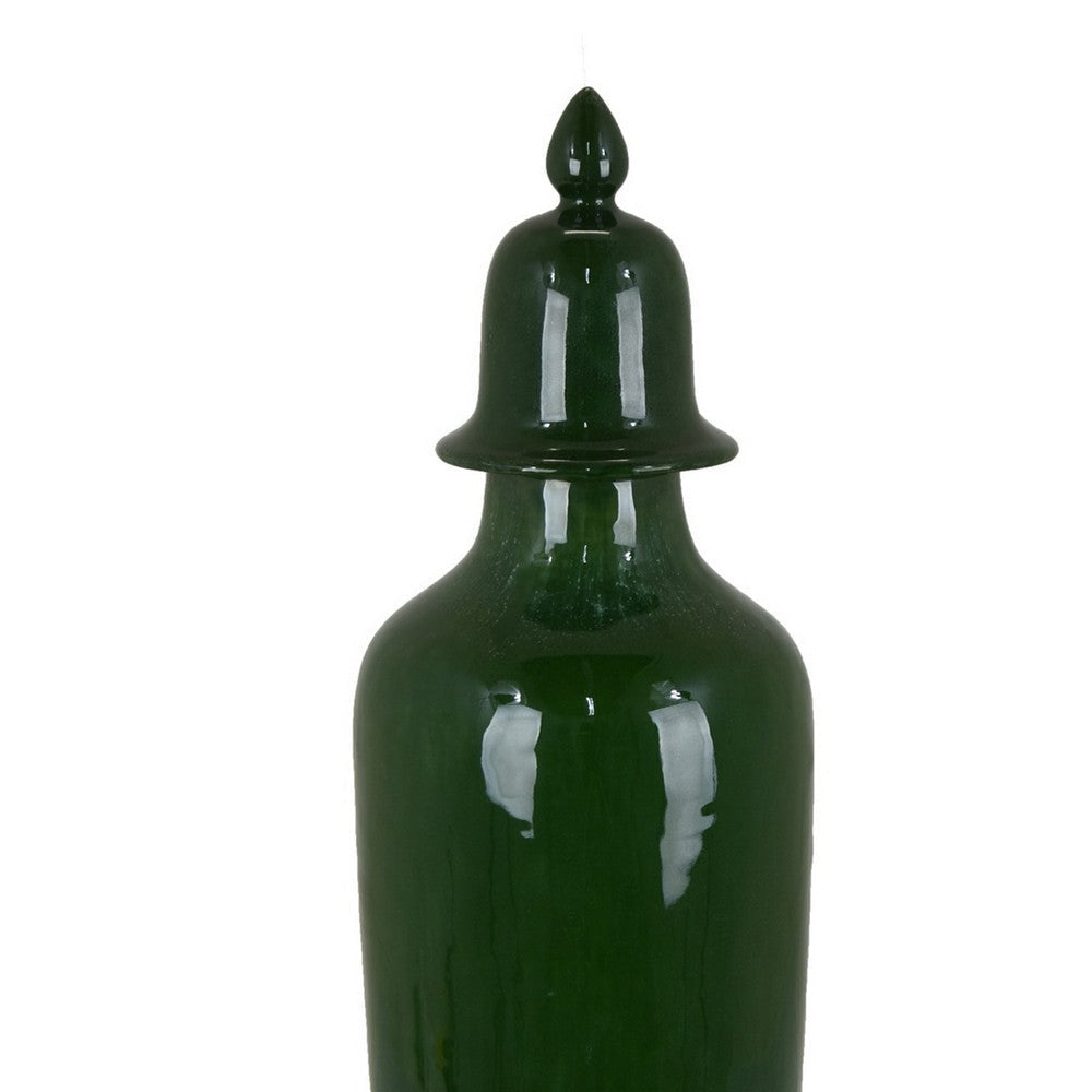 Jesi Accent Temple Jar with Lid Decorative Green Ceramic 29 Inch
