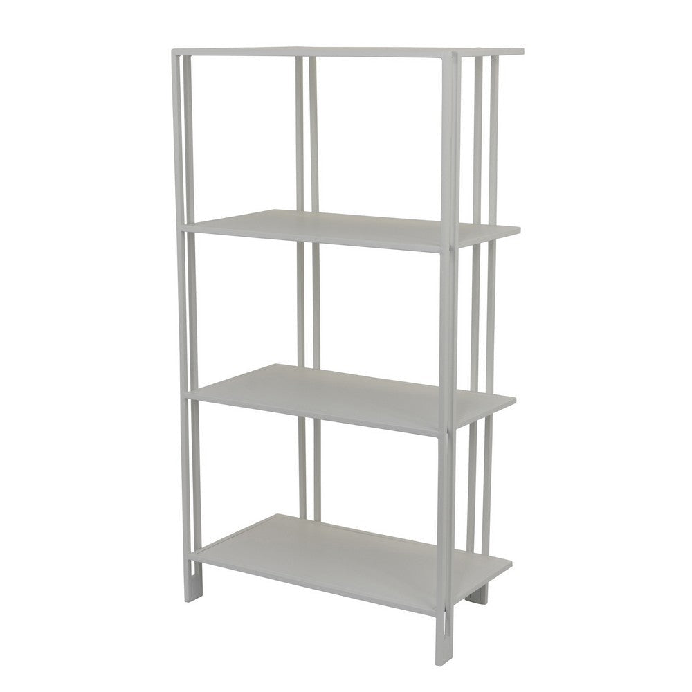Plant Display Stand White Metal 4 Shelves Modern Style 38 Inch BM330990