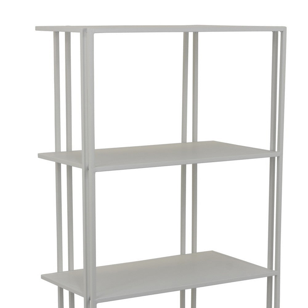 Plant Display Stand White Metal 4 Shelves Modern Style 38 Inch BM330990