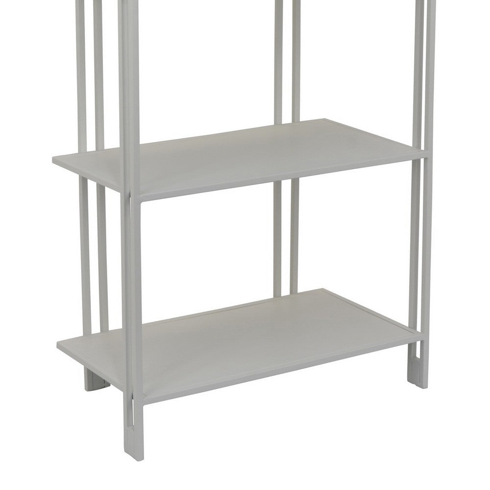Plant Display Stand White Metal 4 Shelves Modern Style 38 Inch BM330990