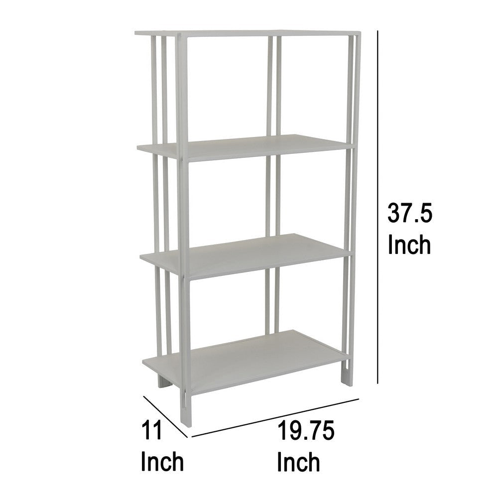 Plant Display Stand White Metal 4 Shelves Modern Style 38 Inch BM330990