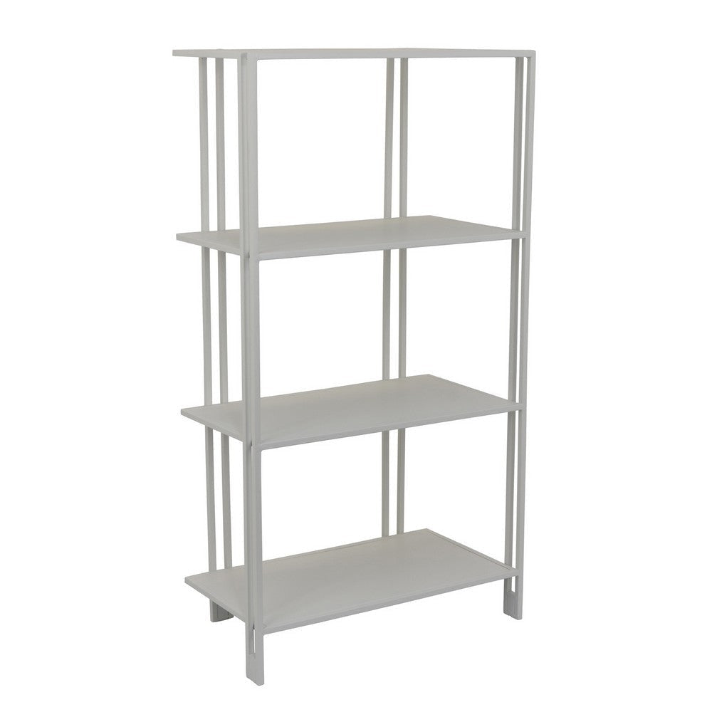 Plant Display Stand, White Metal, 4 Shelves, Modern Style, 38 Inch
