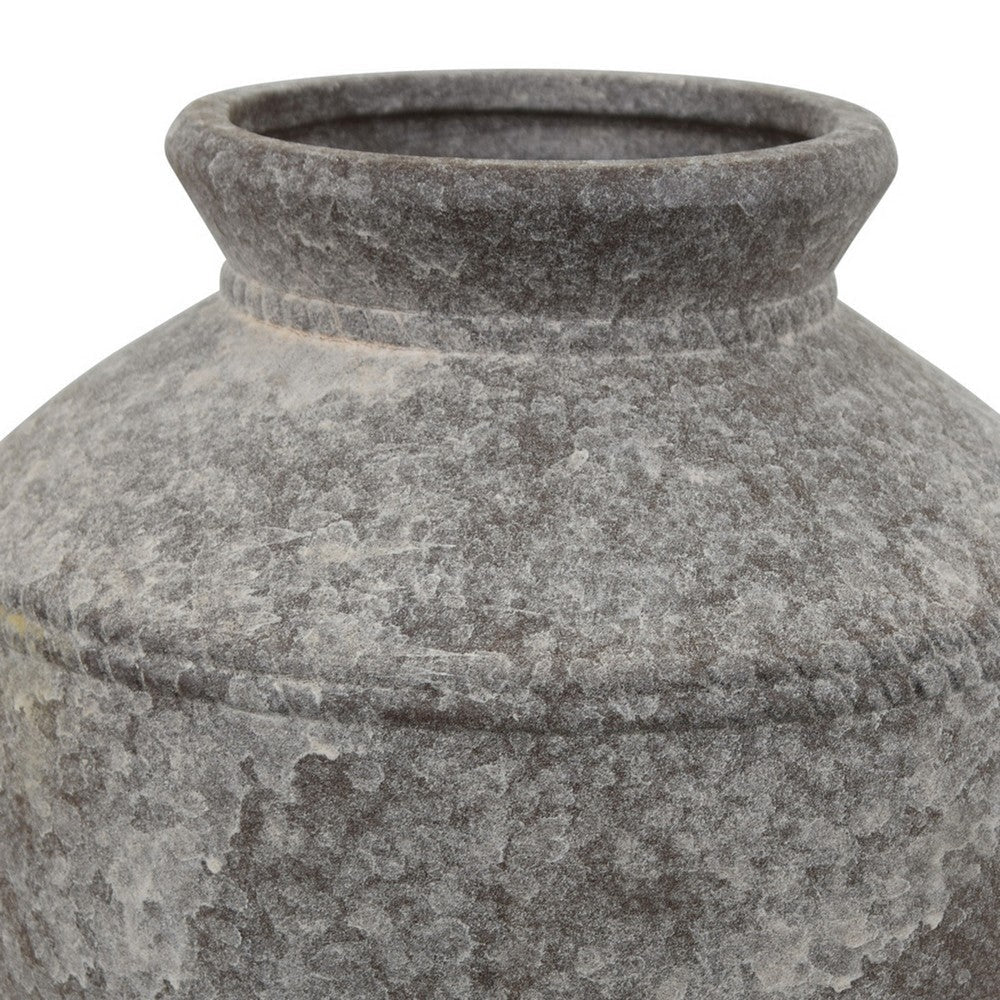 Accent Vase Antique Brown Gray Ceramic Modern Pot Shape 16 Inch BM330997