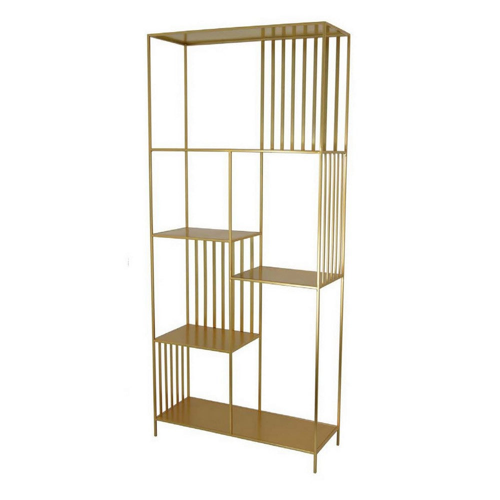 Tandum Plant Display Stand Gold Metal 6 Shelves Modern 71 Inch