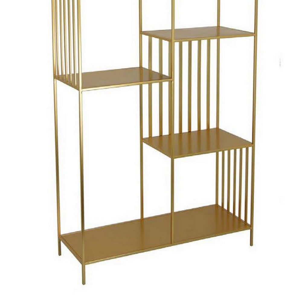 Tandum Plant Display Stand Gold Metal 6 Shelves Modern 71 Inch
