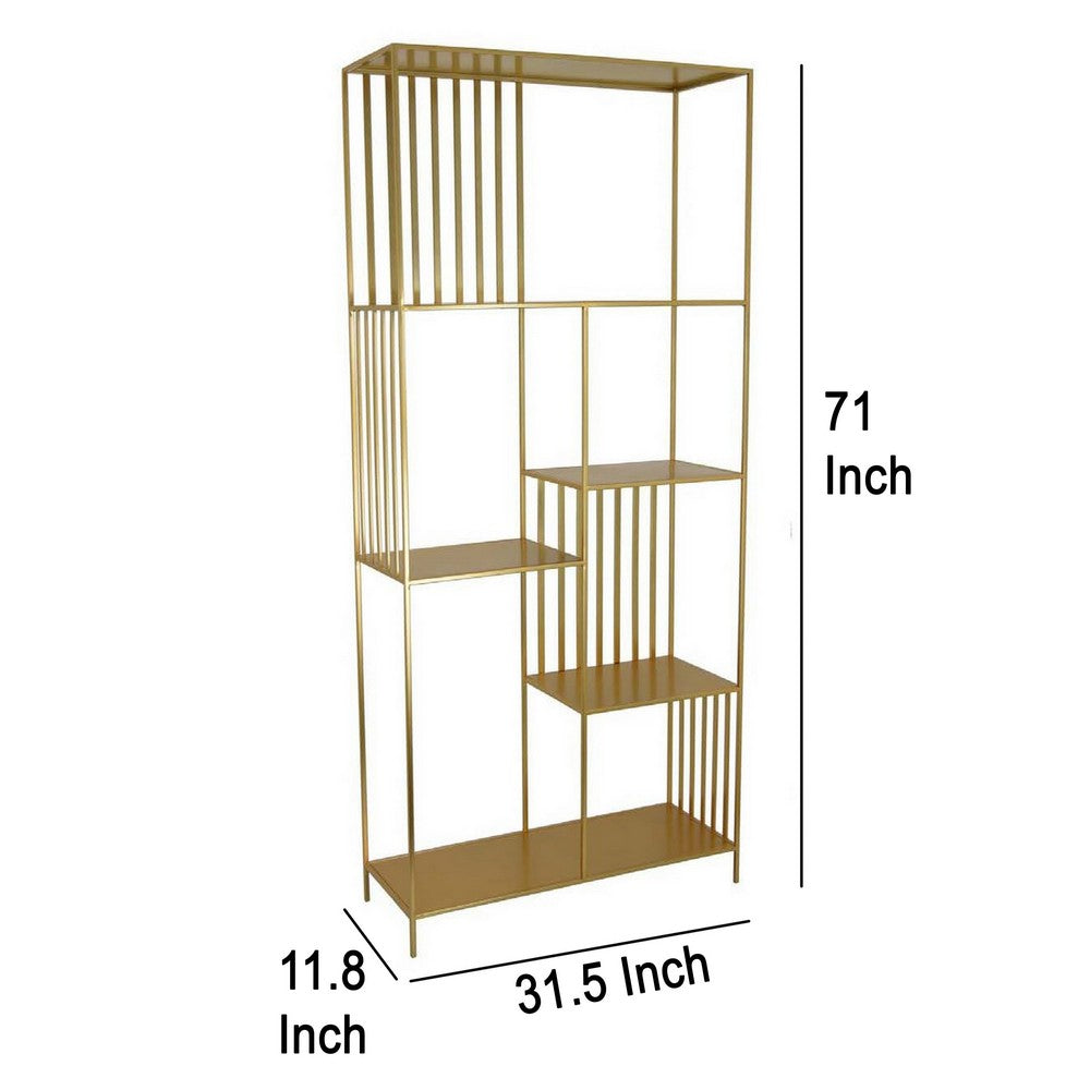 Tandum Plant Display Stand, Gold Metal 6 Shelves, Modern 71 Inch