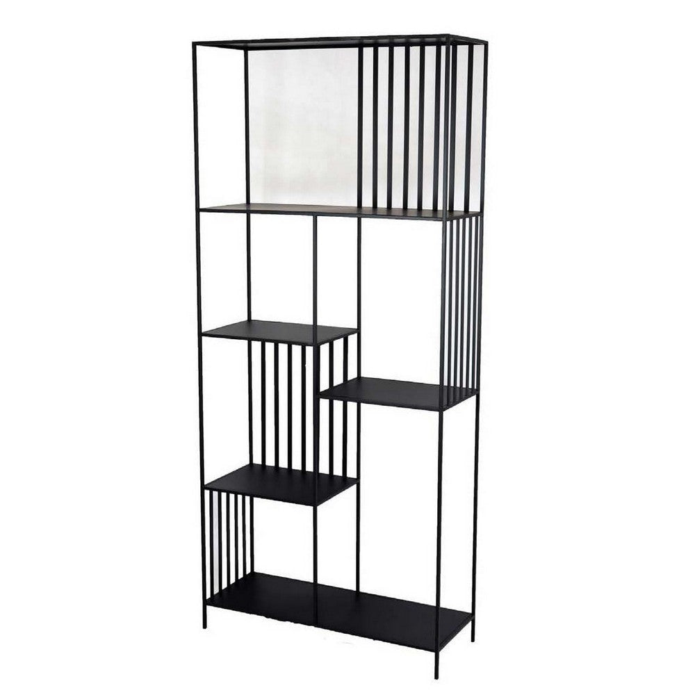 Tandum Plant Display Stand Black Metal 6 Shelves Modern 71 Inch