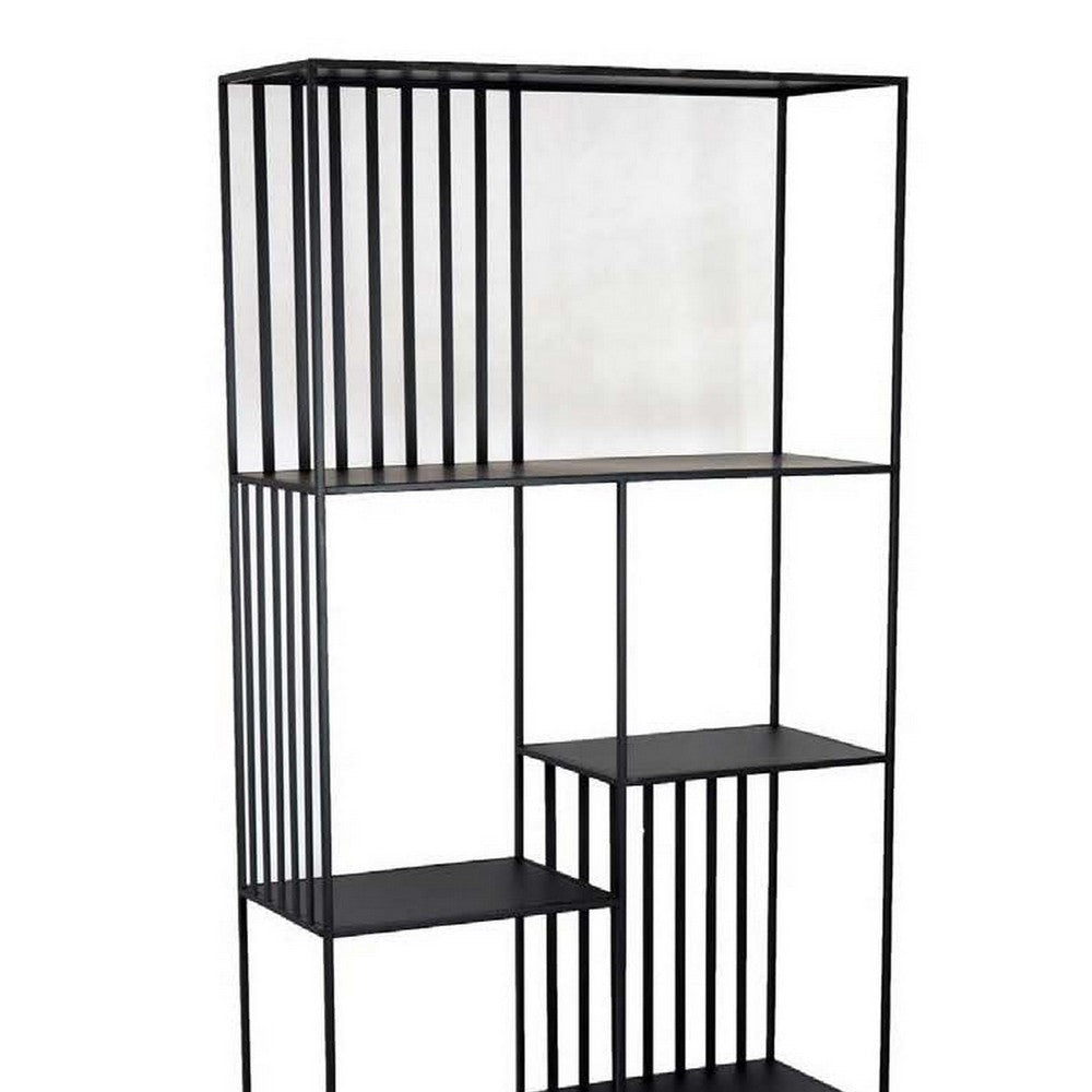 Tandum Plant Display Stand Black Metal 6 Shelves Modern 71 Inch