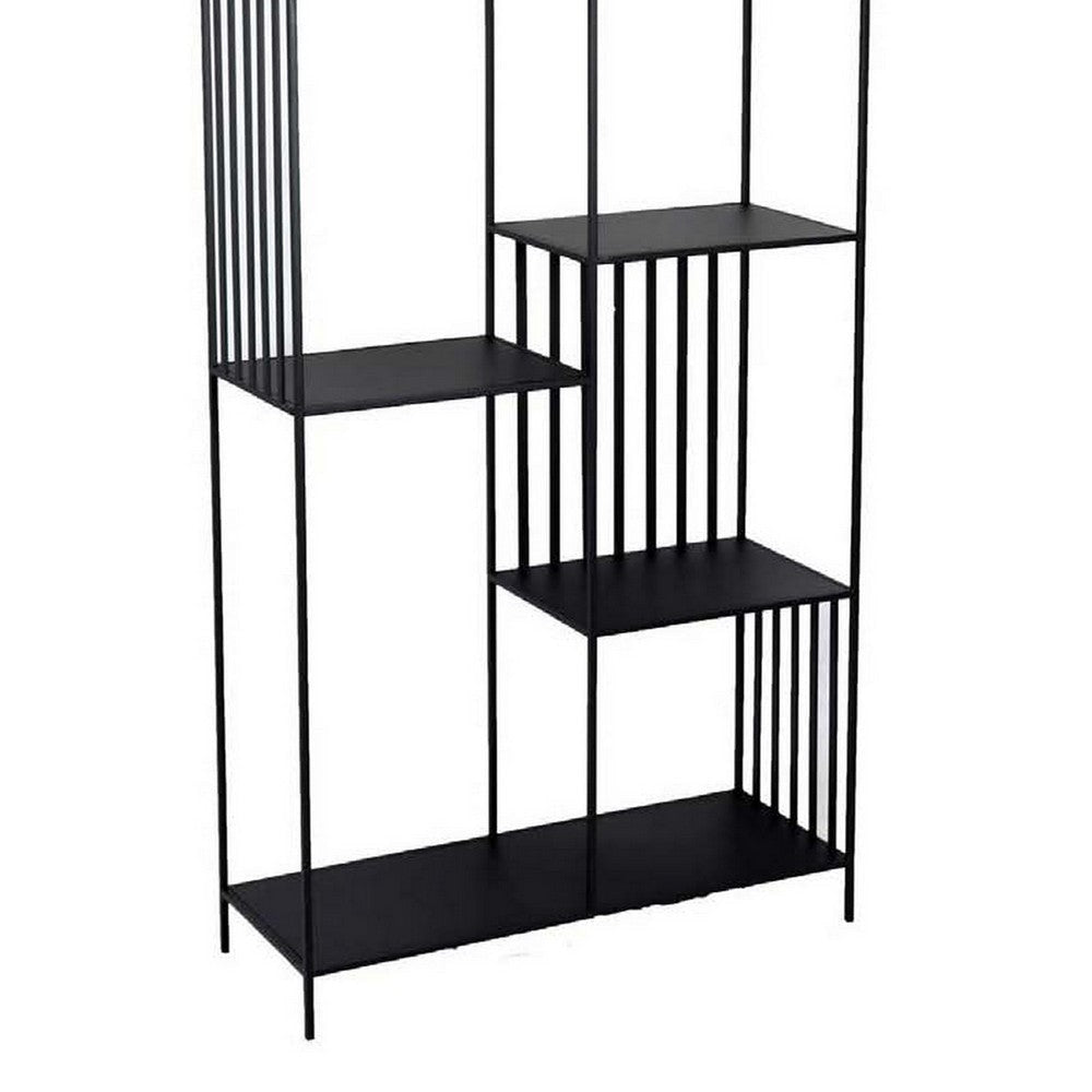 Tandum Plant Display Stand Black Metal 6 Shelves Modern 71 Inch