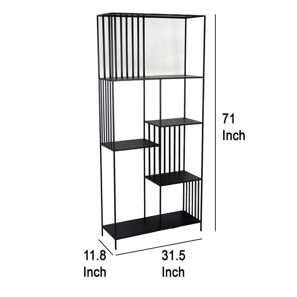 Tandum Plant Display Stand Black Metal 6 Shelves Modern 71 Inch