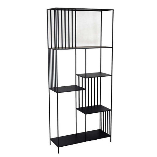 Tandum Plant Display Stand, Black Metal 6 Shelves, Modern 71 Inch
