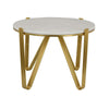 Glam Plant Stand Table, White Marble, Gold Metal Texture Legs, 25 Inch