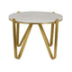 Glam Plant Stand Table, White Marble, Gold Metal Texture Legs, 25 Inch