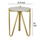 Glam Plant Stand Table, White Marble, Gold Metal Texture Legs, 20 Inch