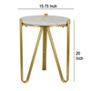 Glam Plant Stand Table White Marble Gold Metal Texture Legs 20 Inch