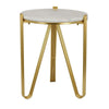 Glam Plant Stand Table, White Marble, Gold Metal Texture Legs, 20 Inch
