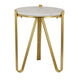 Glam Plant Stand Table, White Marble, Gold Metal Texture Legs, 20 Inch