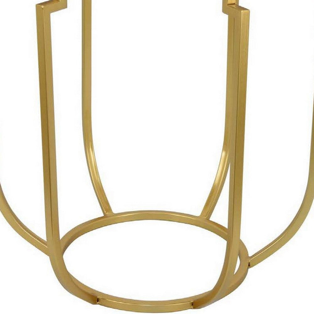Jax Plant Stand Table White Marble Gold Metal Open Frame 22 Inch