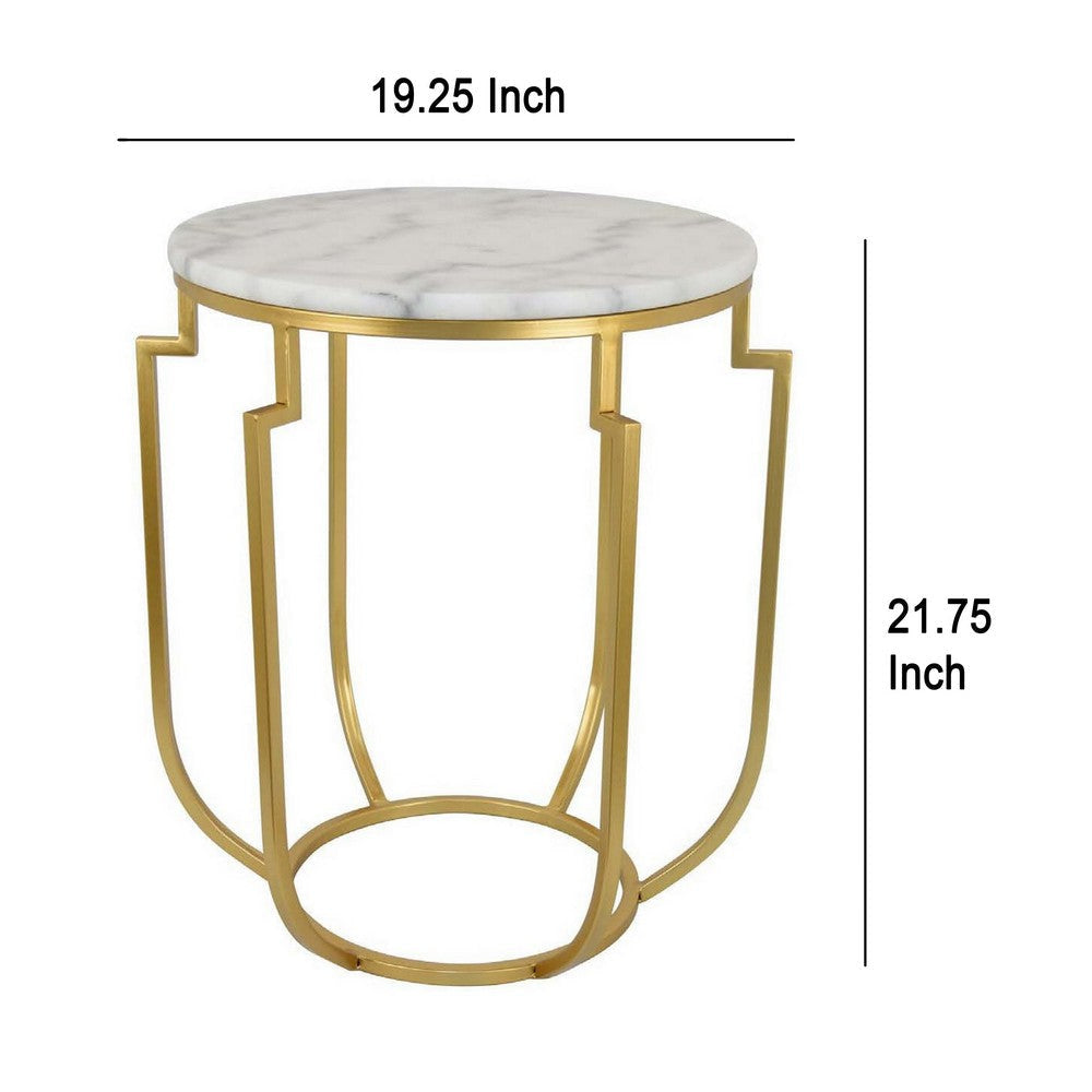 Jax Plant Stand Table White Marble Gold Metal Open Frame 22 Inch