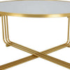 Plant Stand Coffee Table 37 Inch Round Mirror Top Modern Gold Metal BM331004