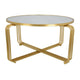 Plant Stand Coffee Table, 37 Inch Round Mirror Top, Modern Gold Metal