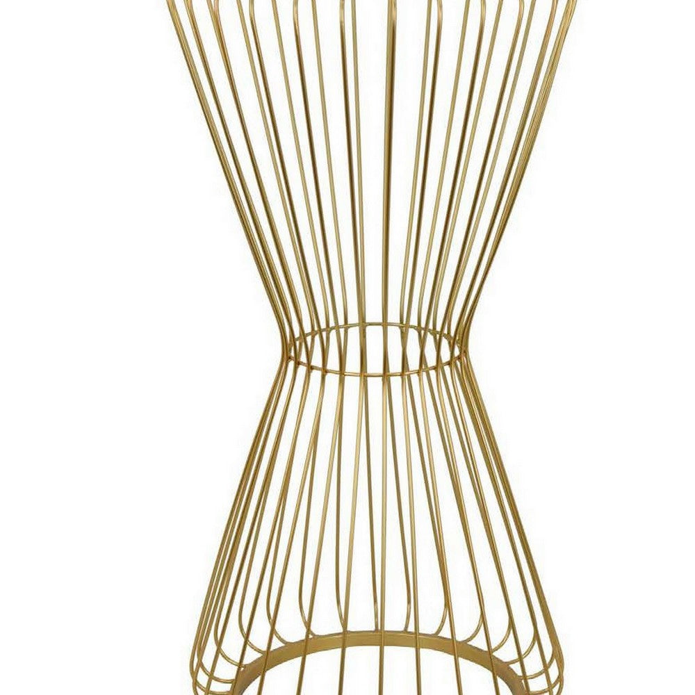 Kane Plant Stand Table Mirrored Hourglass Gold Metal Frame 30 Inch