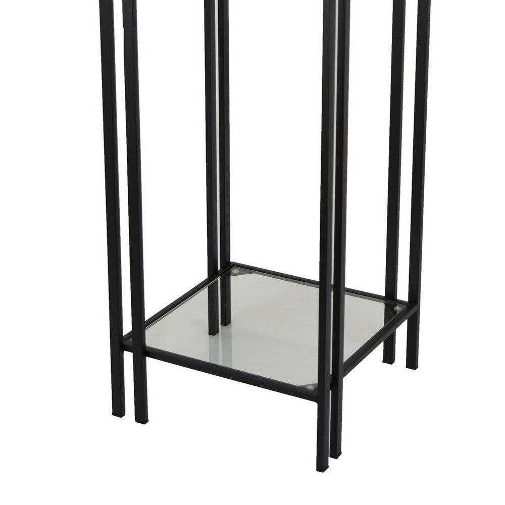 Buckley Plant Stand Table Black Metal Square Mirrored Top 34 Inch