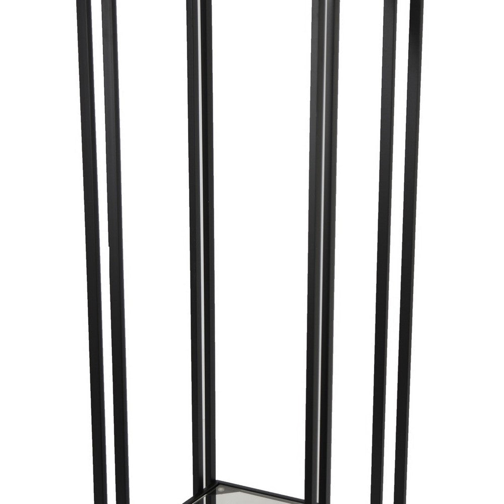 Buckley Plant Stand Table Black Metal Square Mirrored Top 34 Inch