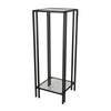 Buckley Plant Stand Table, Black Metal, Square Mirrored Top, 34 Inch