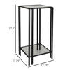 Buckley Plant Stand Table Black Metal Square Mirrored Top 28 Inch