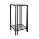 Buckley Plant Stand Table, Black Metal, Square Mirrored Top, 28 Inch
