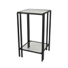 Buckley Plant Stand Table, Black Metal, Square Mirrored Top, 22 Inch
