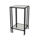 Buckley Plant Stand Table, Black Metal, Square Mirrored Top, 22 Inch