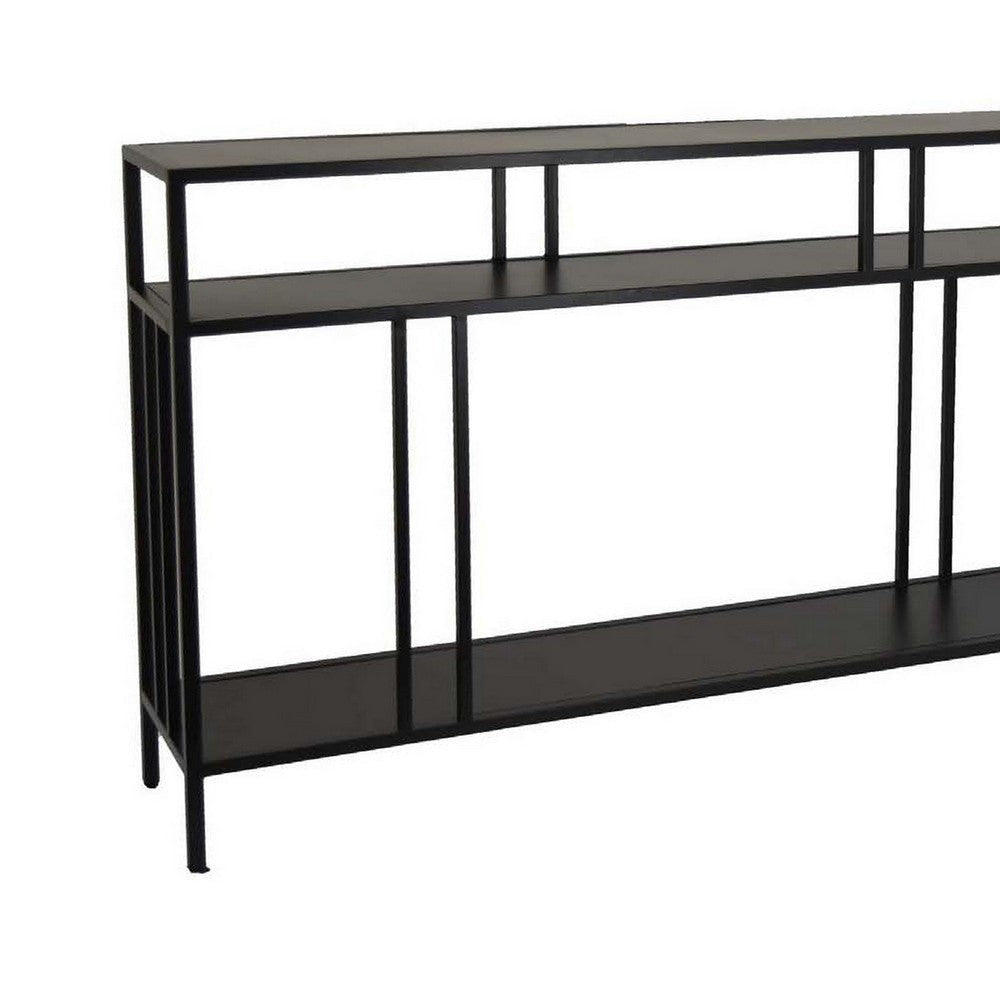 Plant Display Stand 3 Tier Black Metal Modern Industrial 48 Inch BM331016