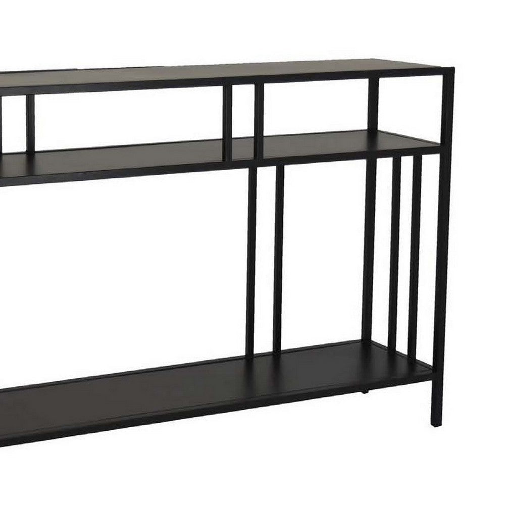 Plant Display Stand 3 Tier Black Metal Modern Industrial 48 Inch BM331016
