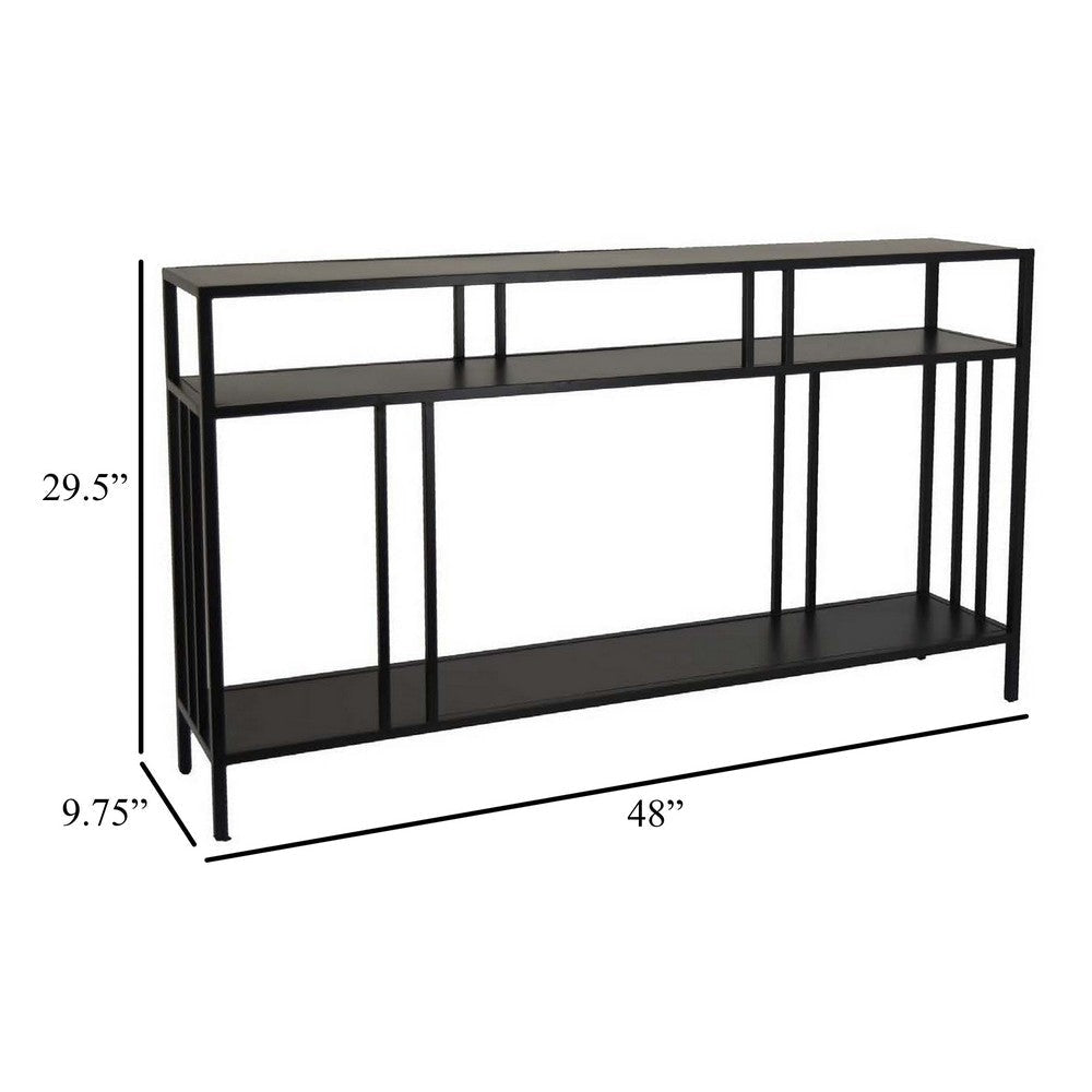 Plant Display Stand 3 Tier Black Metal Modern Industrial 48 Inch BM331016